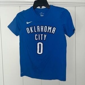 Nike NBA Oklahoma City Dri Fit T-Shirt Youth Size M Blue Westbrook #0 Graphic
